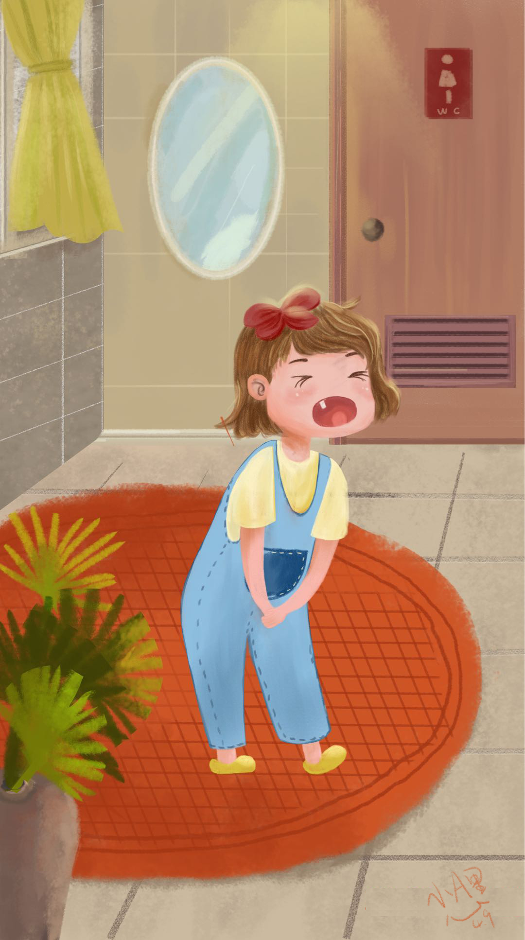 儿童插画学会上厕所